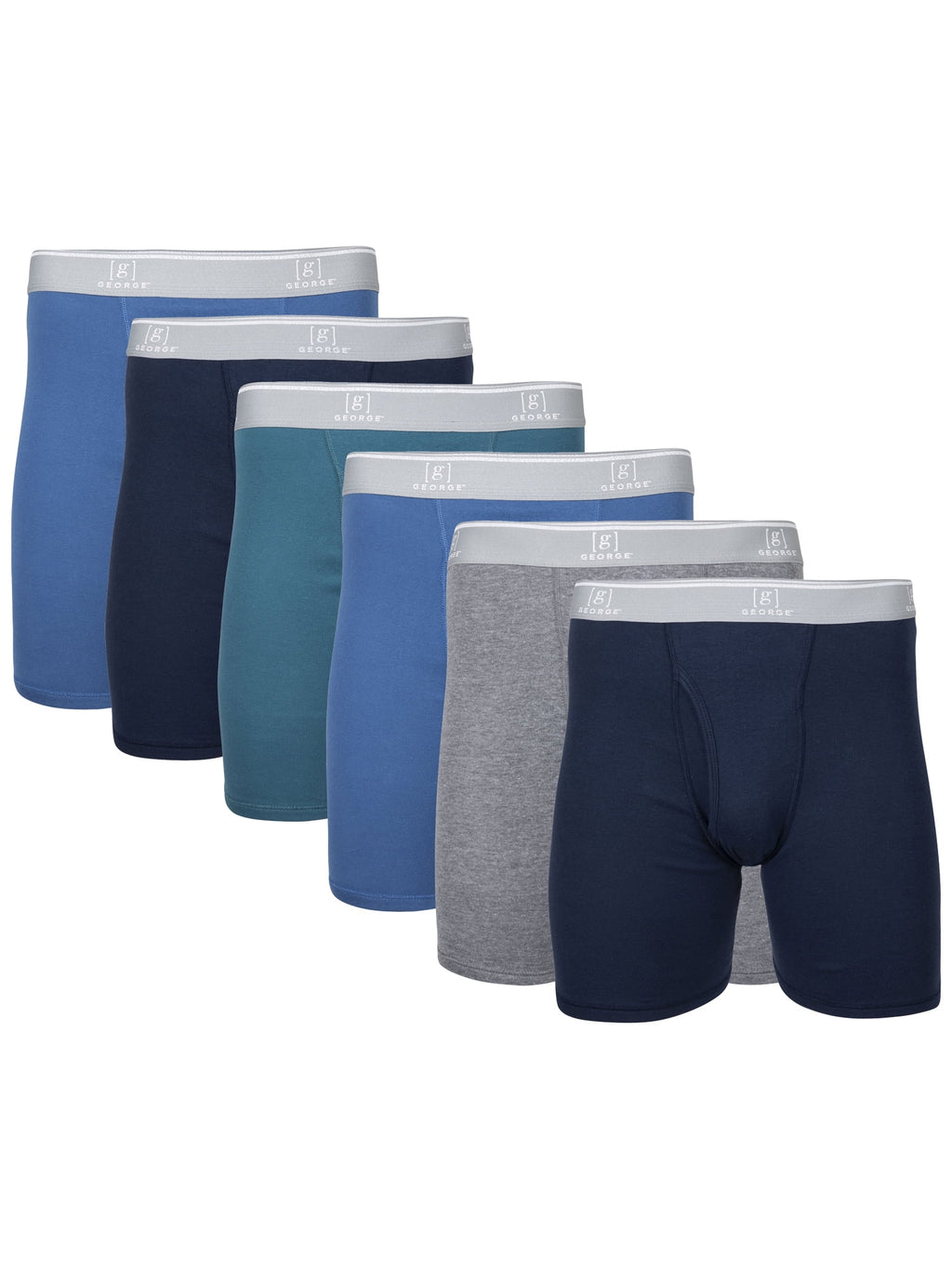 George Men's Regular Leg Boxer Briefs, 6-Pack