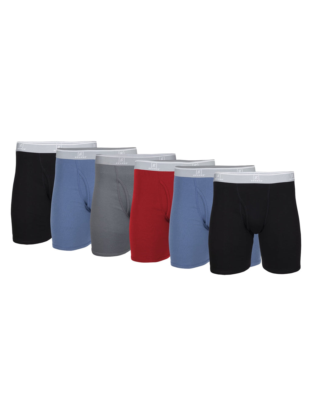 George Men's Regular Leg Boxer Briefs, 6-Pack