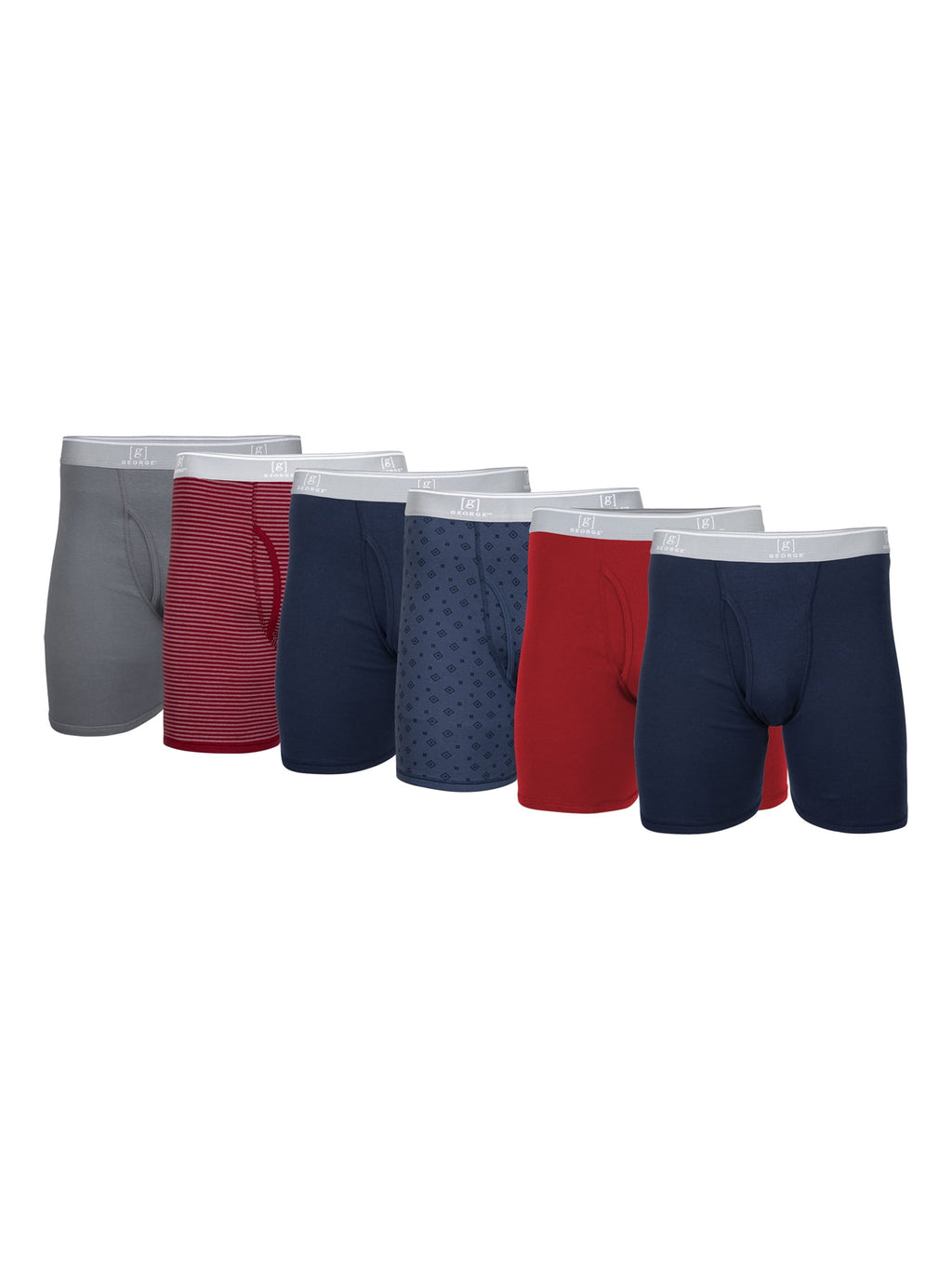 George Men's Regular Leg Boxer Briefs, 6-Pack