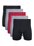 Gildan Adult Men's Boxer Briefs With Covered Waistband, 5-Pack, Sizes S-2XL, 6" Inseam
