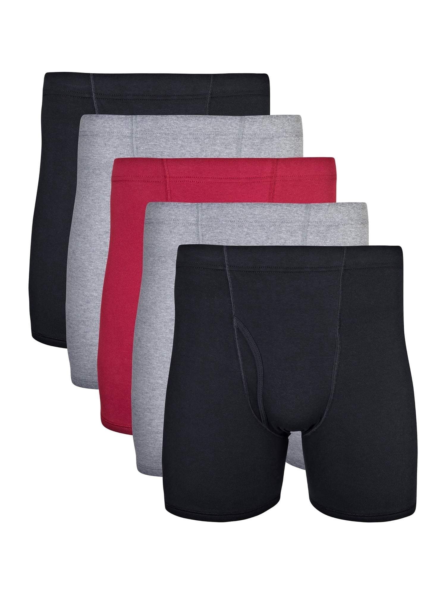 Gildan Adult Men's Boxer Briefs With Covered Waistband, 5-Pack, Sizes S-2XL, 6" Inseam