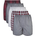 Gildan Men's Woven Boxer Underwear, 5-Pack, Red/Grey, Large