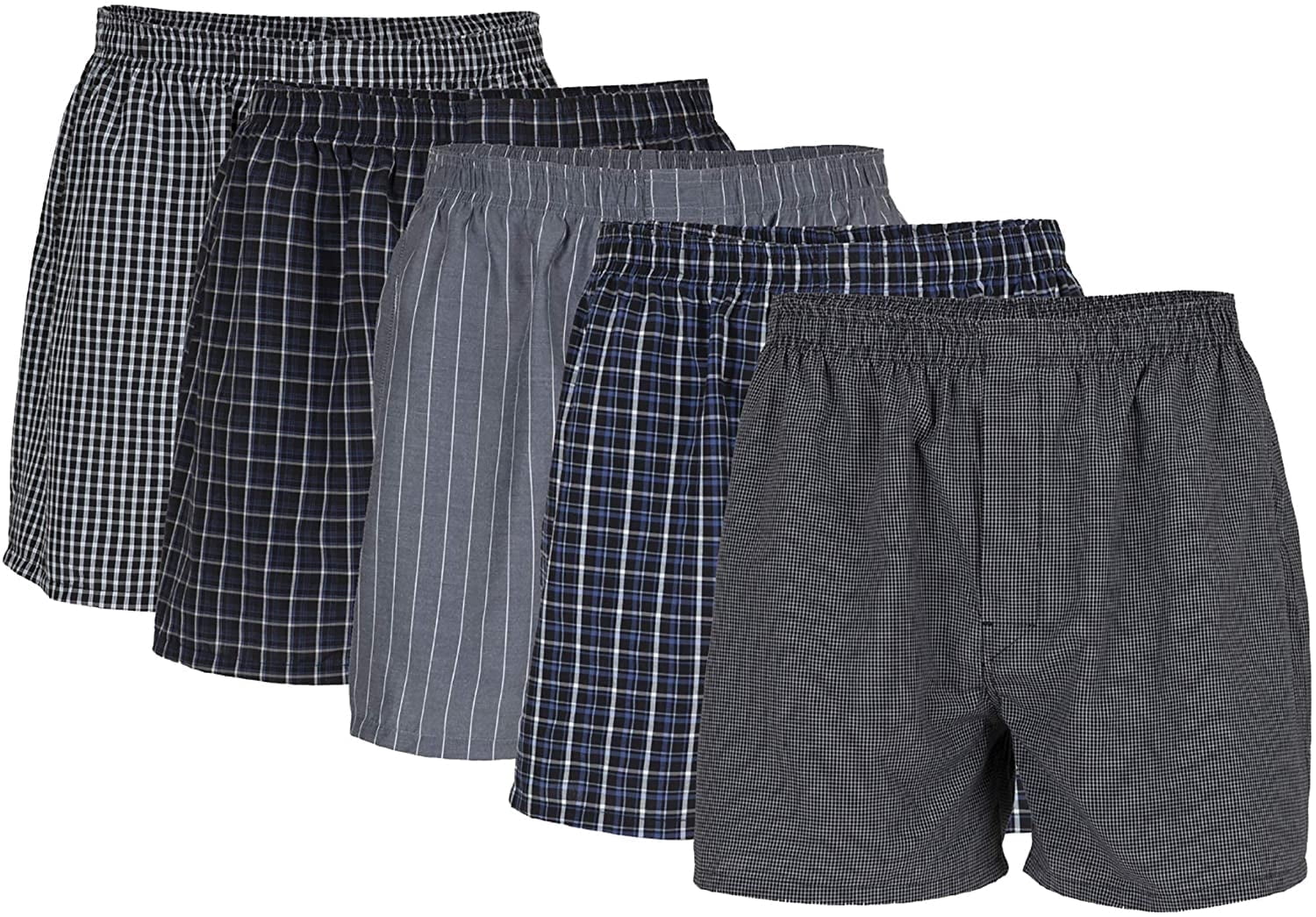 Gildan Men's Woven Boxer Underwear, 5-Pack, Red/Grey, Large