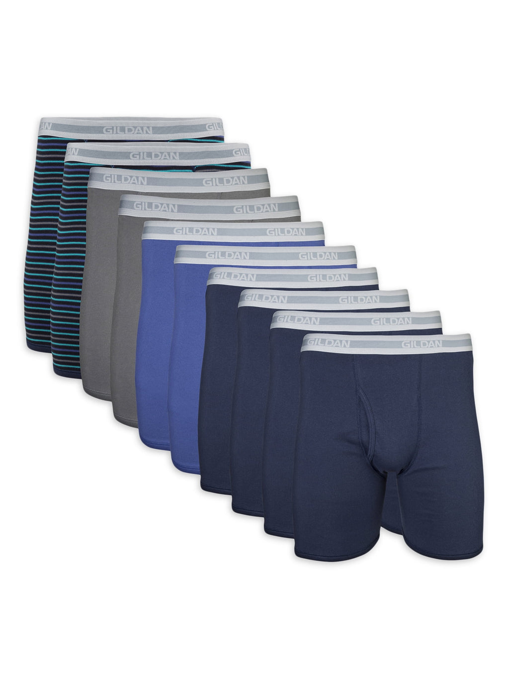 Gildan Adult Mens Boxer Briefs With Waistband, 10-Pack, Sizes S-2XL, 6" Inseam