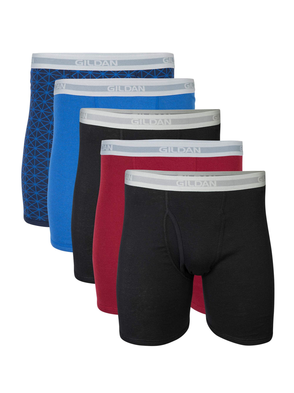 Gildan Men's Underwear Boxer Briefs, Multipack, Black (5-pack, Classic Length), Large