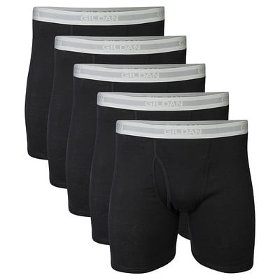 Gildan Men's Underwear Boxer Briefs, Multipack, Black (5-pack, Classic Length), Large