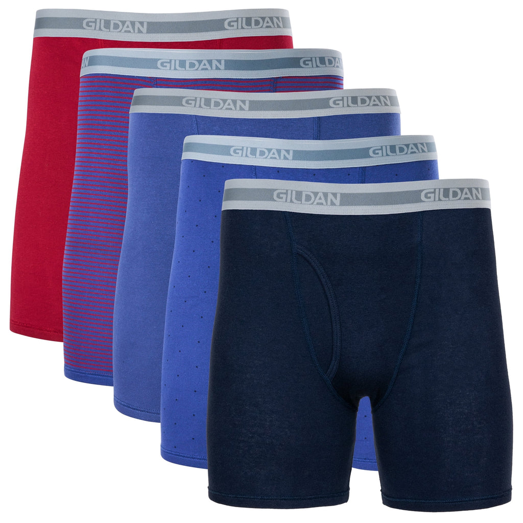 Gildan Men's Underwear Boxer Briefs, Multipack, Black (5-pack, Classic Length), Large