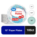 Great Value Disposable Paper Plates, 10 in, 100 Count