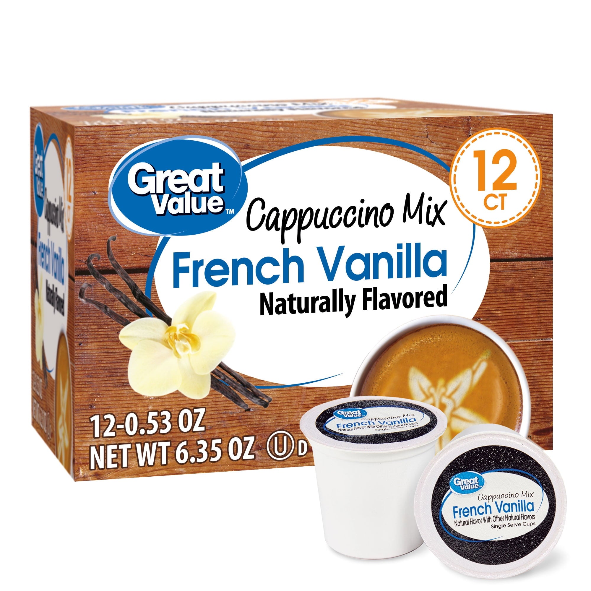 Great Value Caramel Cappuccino Mix Medium Roast Coffee Pods, 12 Count