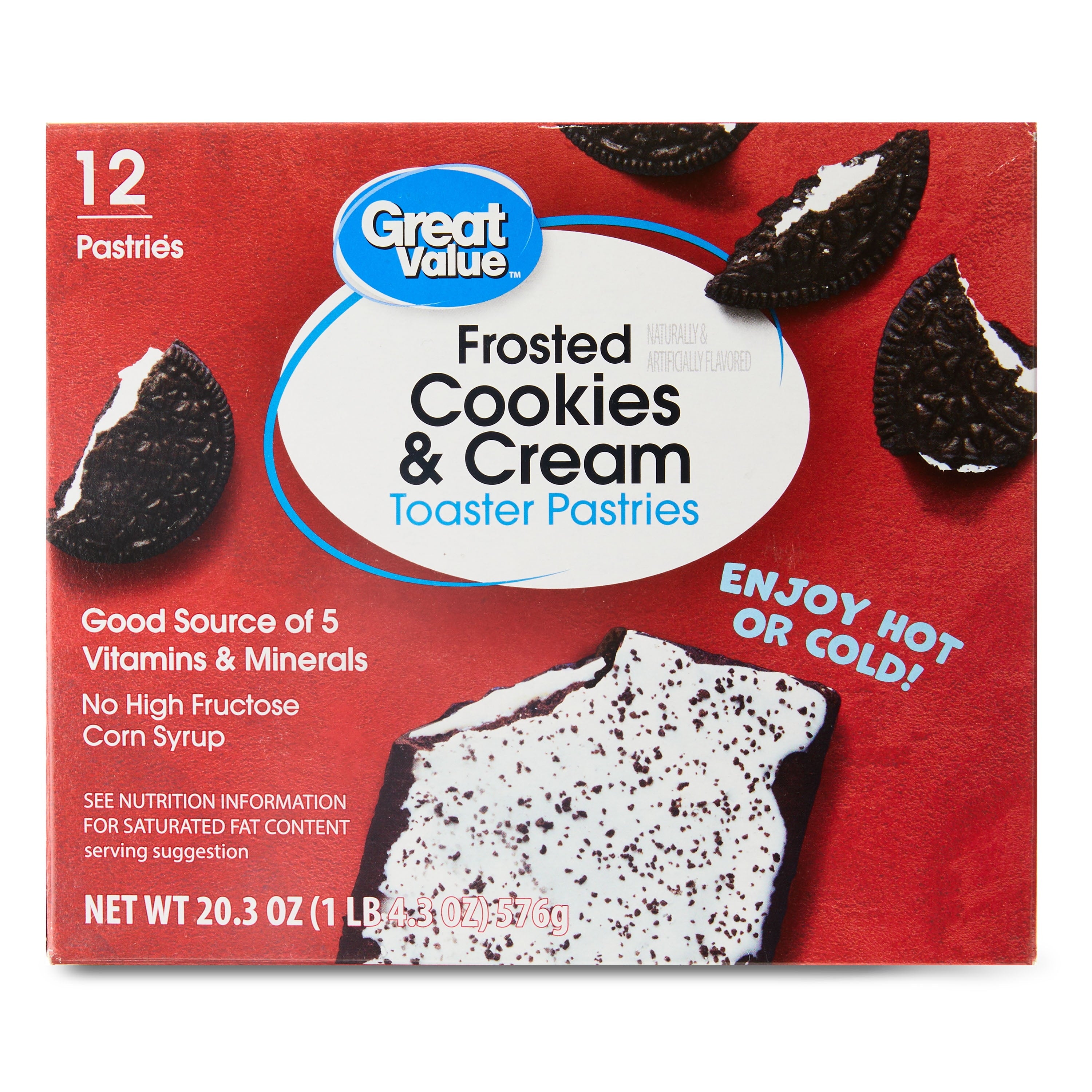 Great Value Frosted Cookies & Cream Toaster Pastries, 20.3 oz, 12 Count