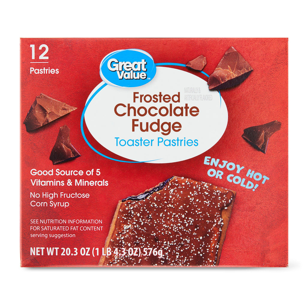 Great Value Frosted Chocolate Fudge Toasted Pastries, 20.3 oz, 12 Count