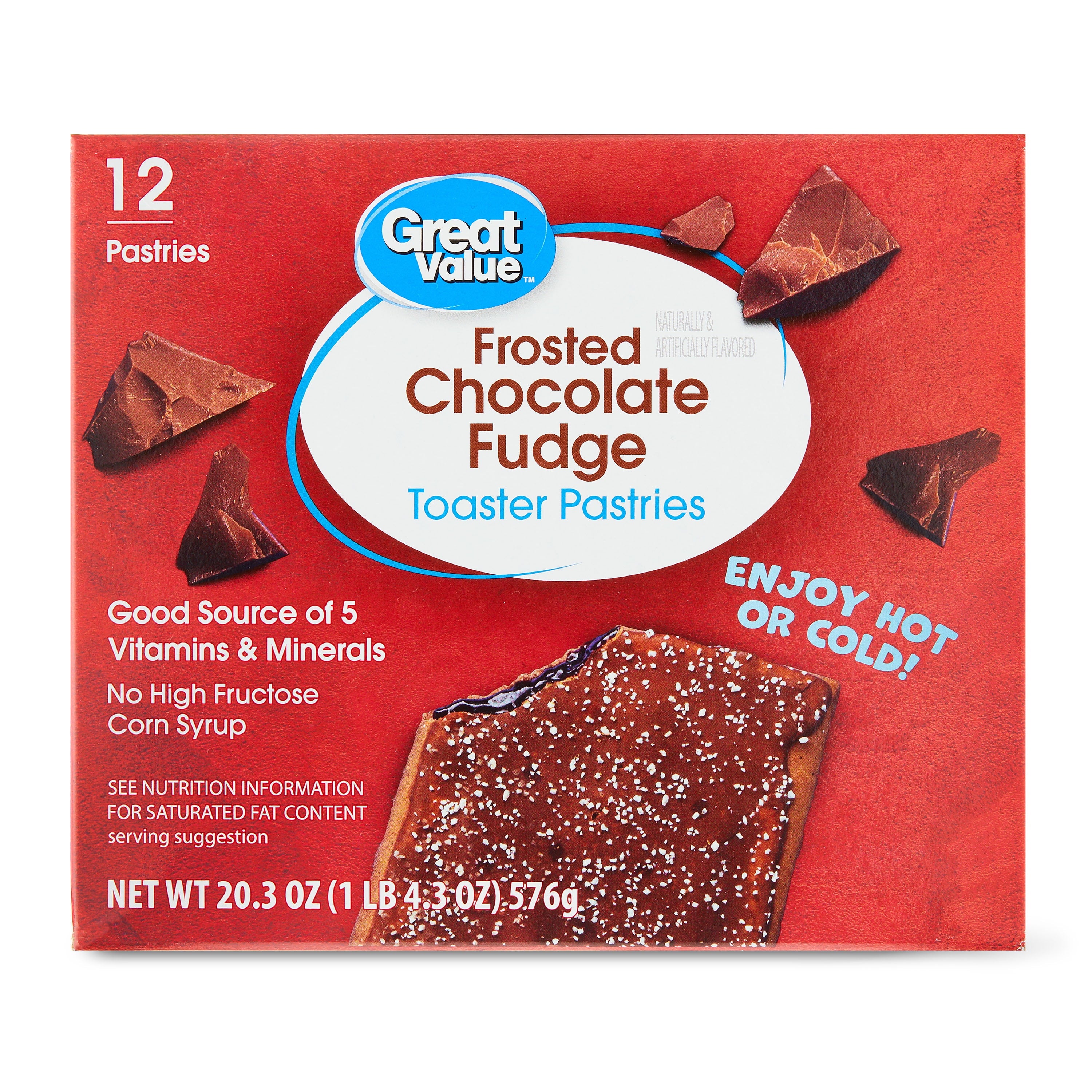 Great Value Frosted Chocolate Fudge Toasted Pastries, 20.3 oz, 12 Count