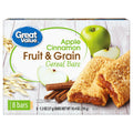 Great Value Fruit & Grain Cereal Bars Apple, Cinnamon, 10.4 oz, 8 Count