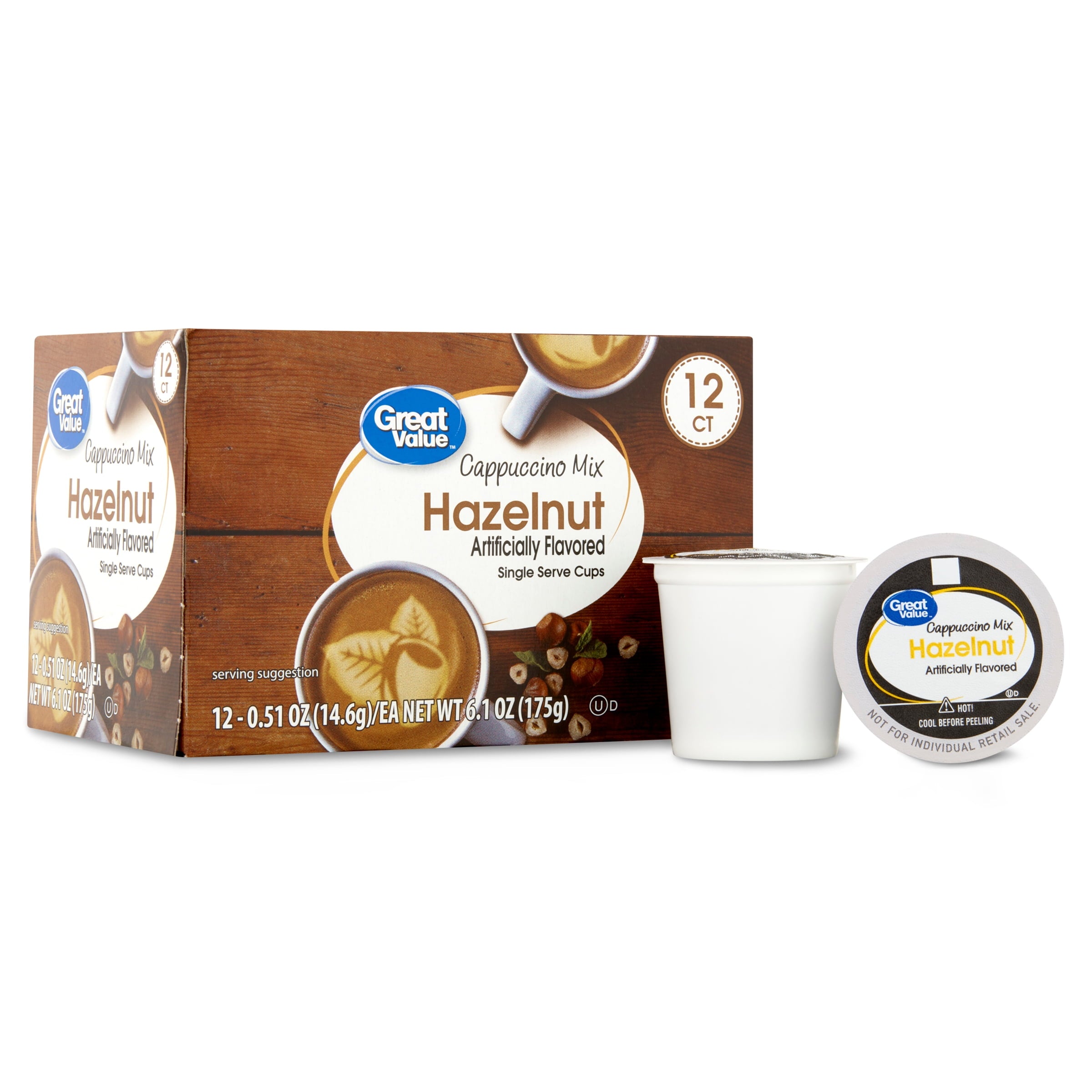 Great Value Caramel Cappuccino Mix Medium Roast Coffee Pods, 12 Count