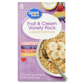 Great Value Instant Oatmeal Fruits and Cream Variety Pack, 1.23 oz, 8 Count