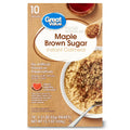 Great Value Maple & Brown Sugar Instant Oatmeal, 1.51 oz, 10 Count