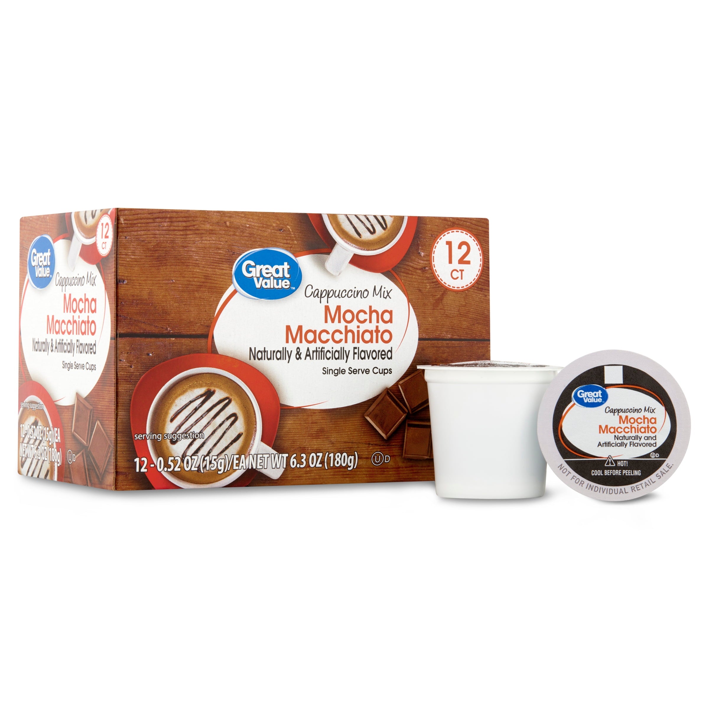 Great Value Caramel Cappuccino Mix Medium Roast Coffee Pods, 12 Count