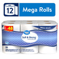 Great Value Soft & Strong Toilet Paper, 12 Mega Rolls, 380 Sheets per Roll