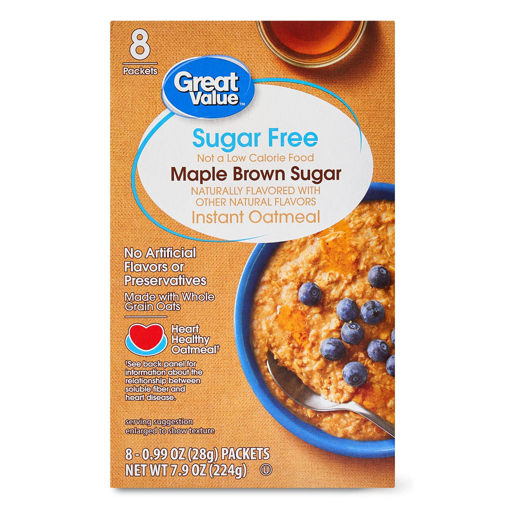 Great Value Sugar-Free Maple & Brown Sugar Instant Oatmeal, 0.99 oz, 8 Packets