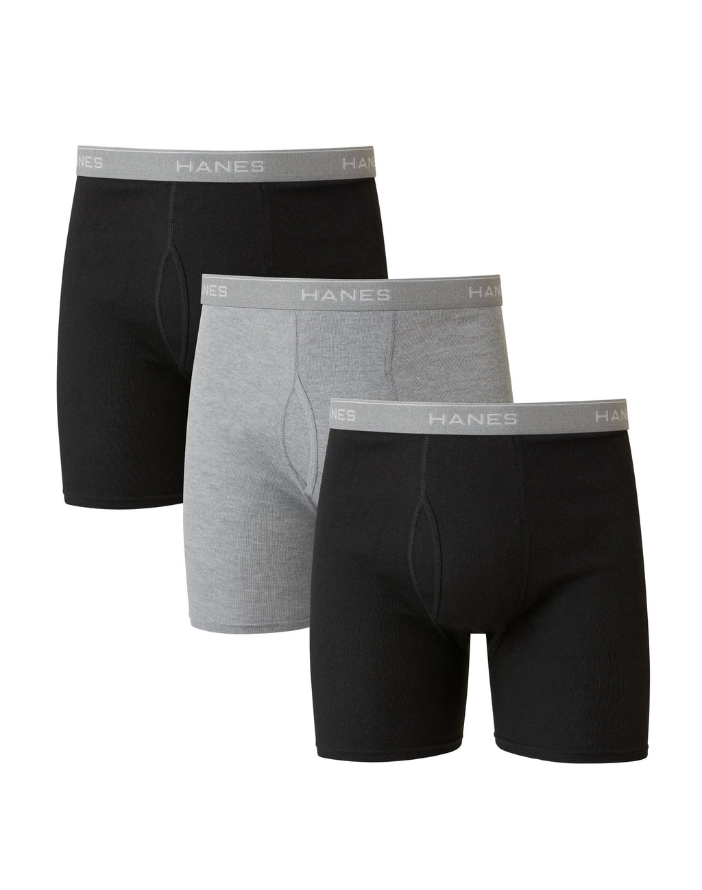 Hanes Mens Hanes Big Man Men's Cotton Boxer Brief Underwear Pack, 3-Pack, Big & Tall Sizes