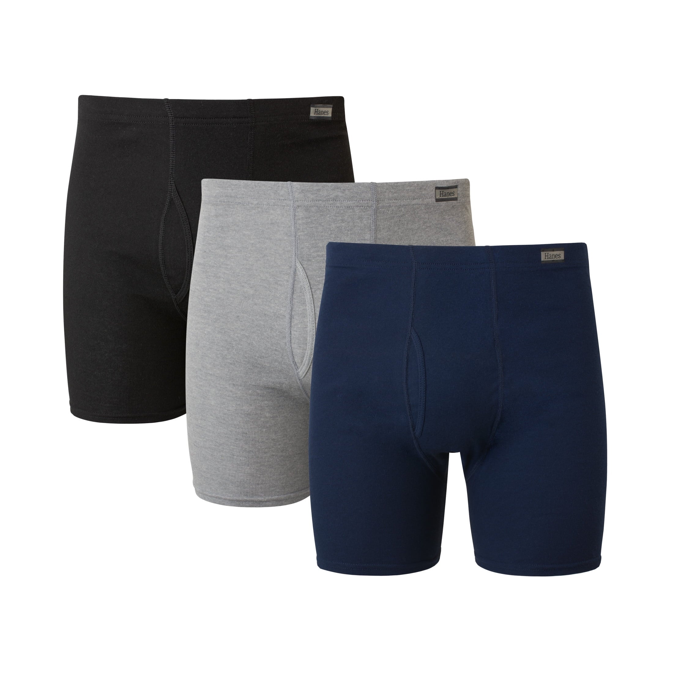 Hanes Men's Black/Grey Boxer Briefs, 3 Pack
