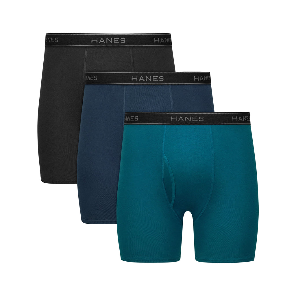 Hanes Men's Black/Grey Boxer Briefs, 3 Pack