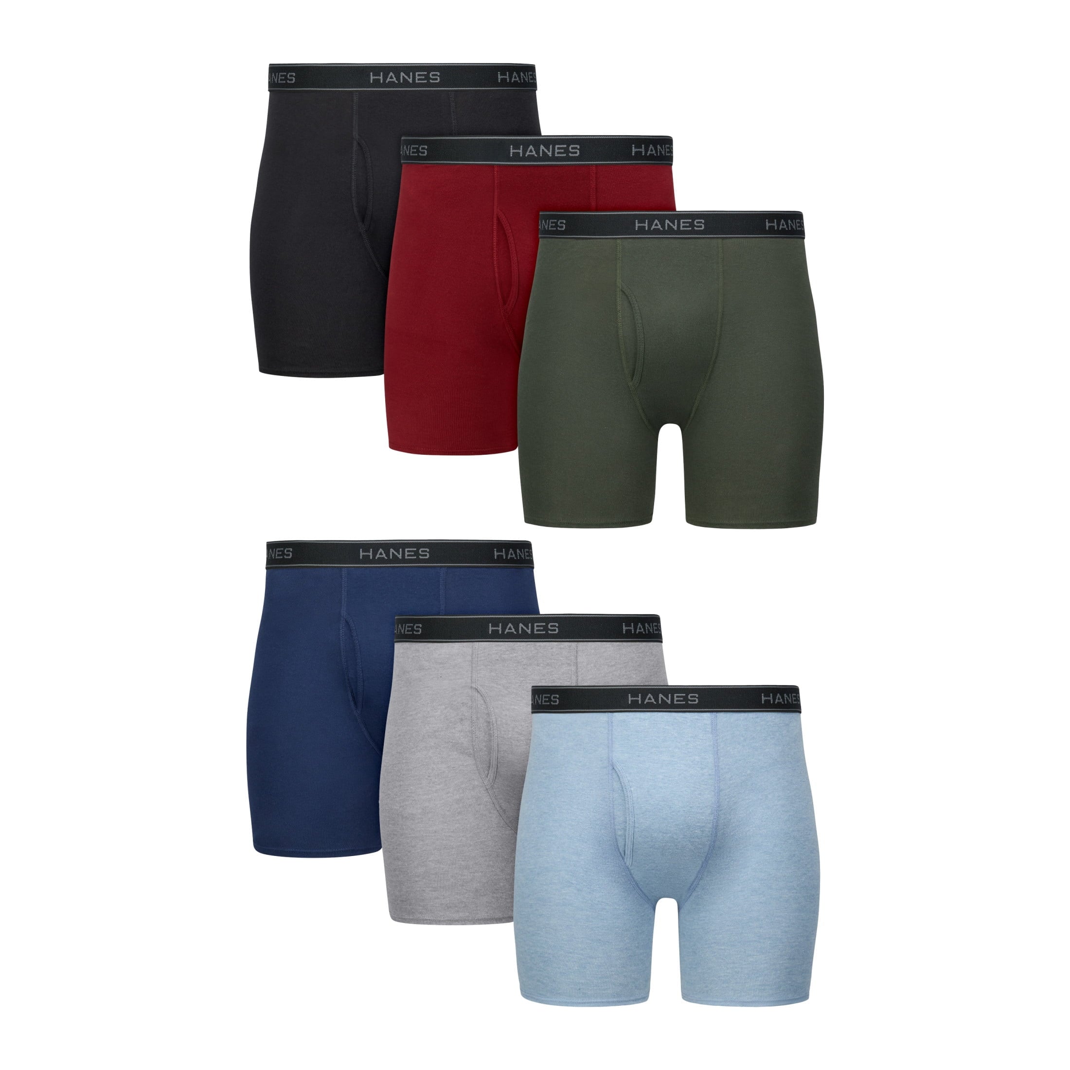 Underwear Boxer Briefs Pack, Cool & Breathable Cotton Underwear for Men, No-Ride-Up, Moisture Wicking, 6 Pack
