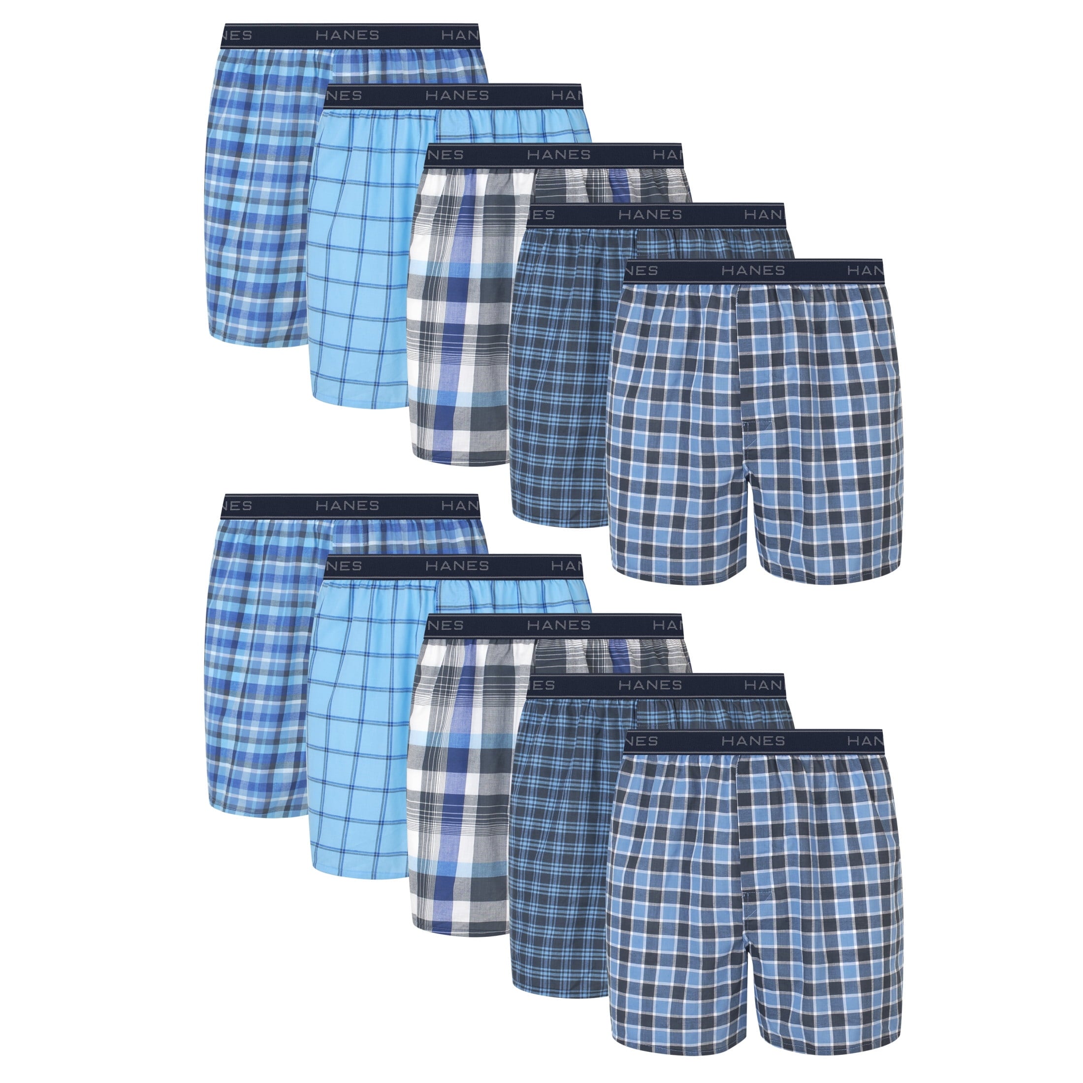Hanes Men's Boxer Underwear, Moisture-Wicking Cotton Blend, 10-Pack