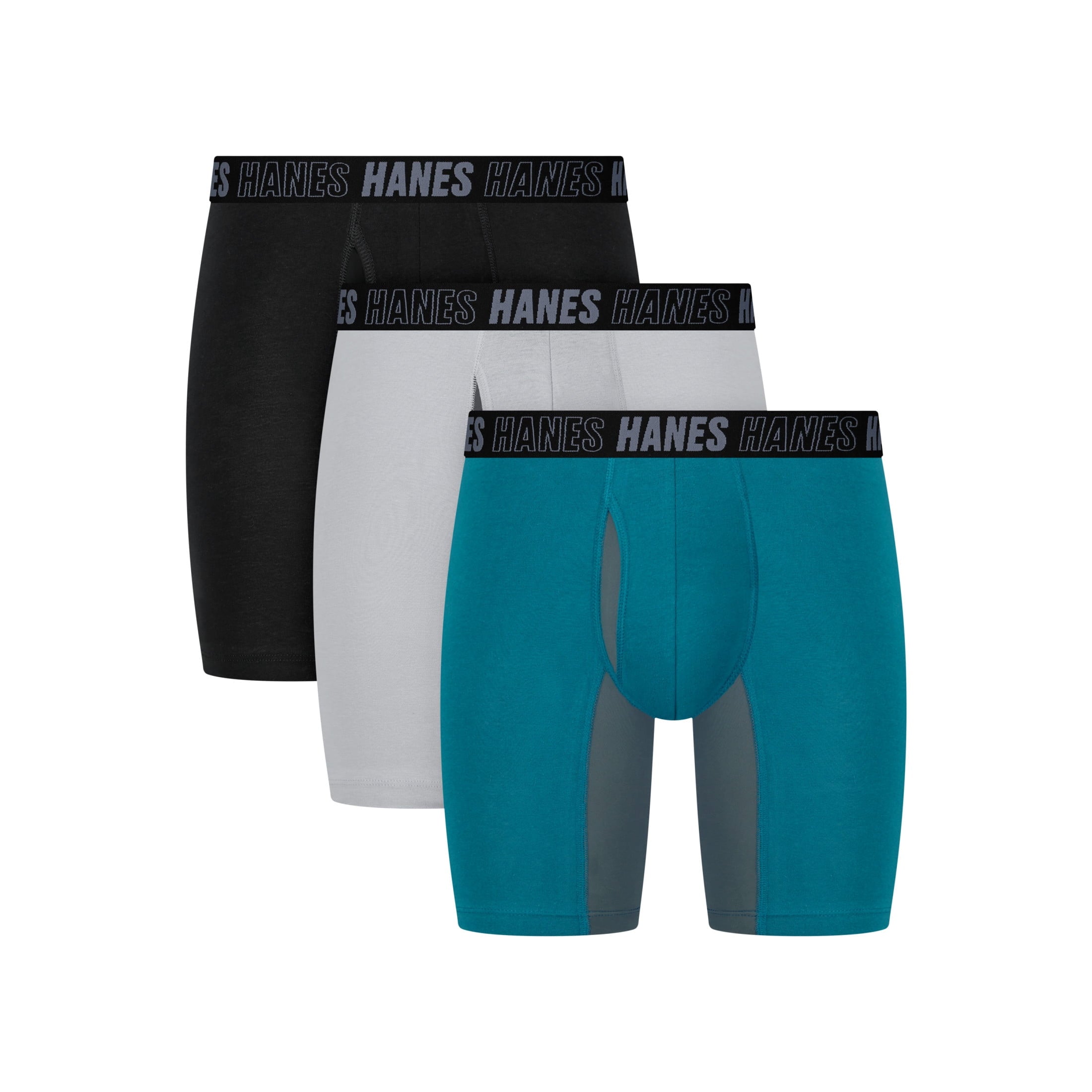 Hanes Mens Underwear Boxer Briefs, 3-Pack, Moves Anti-Chafe Men's Boxer Briefs MACCD3