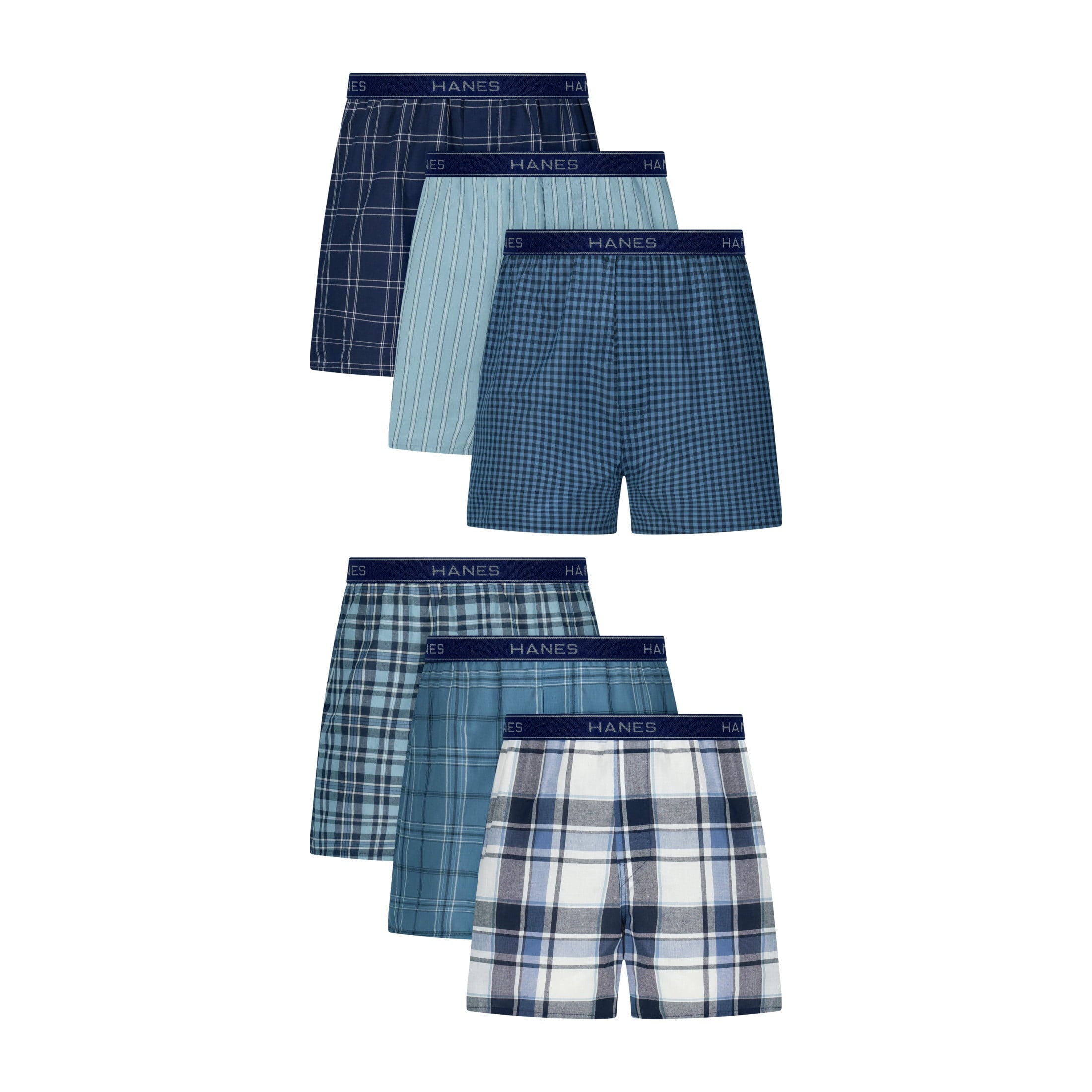 Hanes Mens Underwear Boxers, 6-Pack, Softer Woven Boxers for Men, Cotton Blend