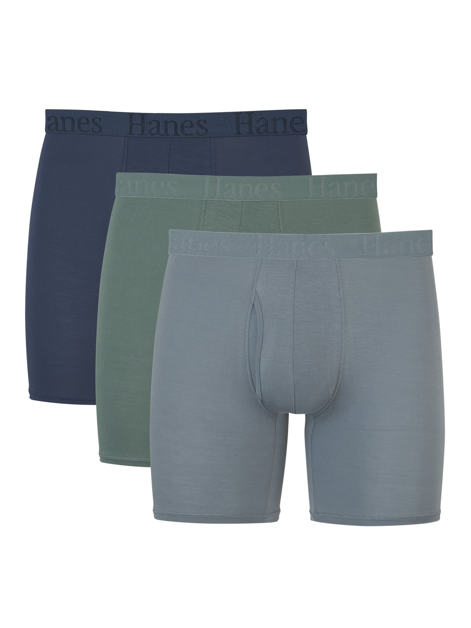 Hanes Originals Men's SuperSoft Boxer Brief Underwear Pack, Black/Grey/Print, 3-Pack