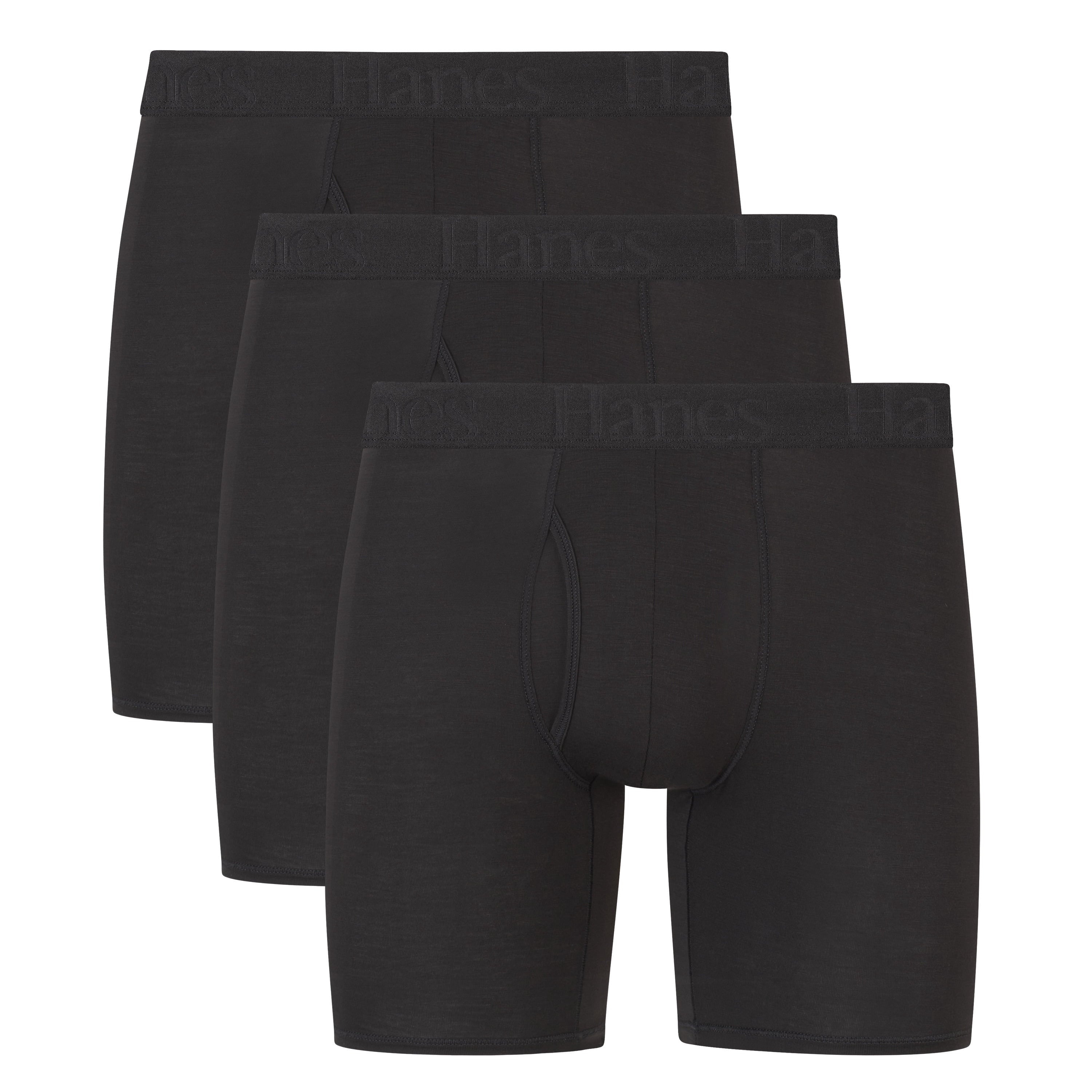 Hanes Originals Men's SuperSoft Boxer Brief Underwear Pack, Black/Grey/Print, 3-Pack