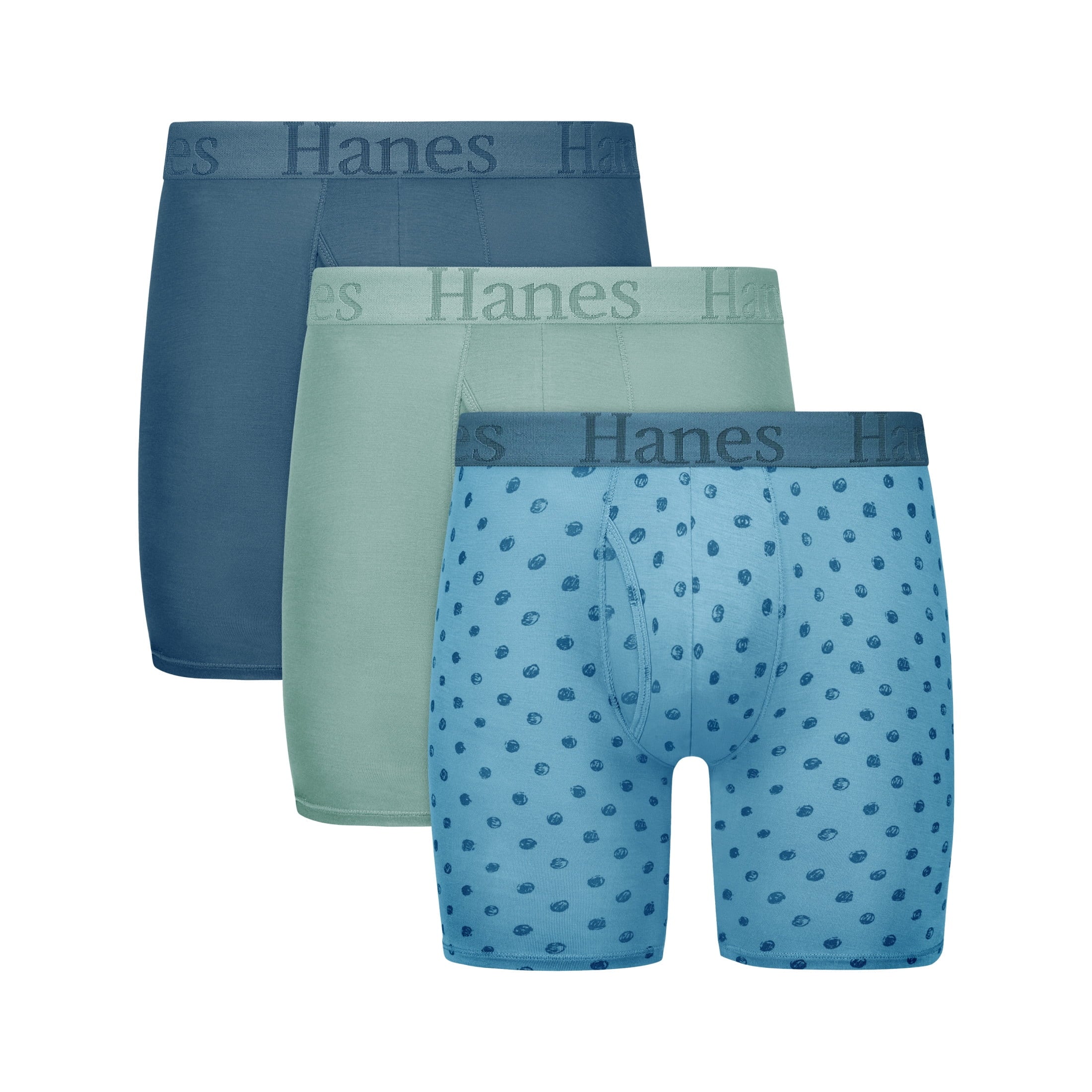 Hanes Originals Men's SuperSoft Boxer Brief Underwear Pack, Black/Grey/Print, 3-Pack