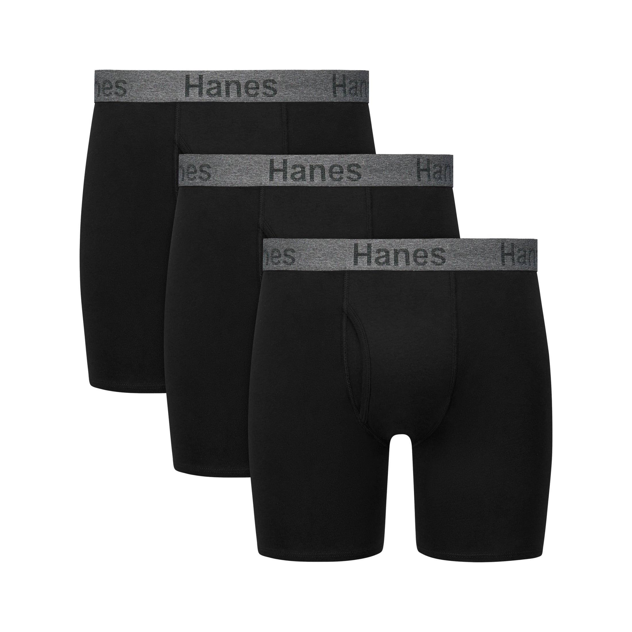 Hanes Men's Boxer Brief Underwear Pack with Stay Dry Pouch, Cotton Stretch, Assorted, 3-Pack