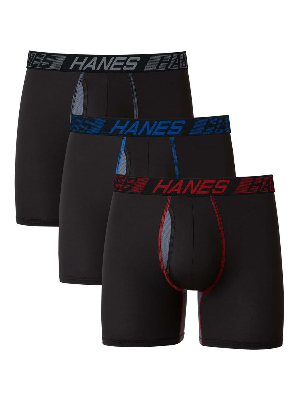 Hanes X-Temp Total Support Pouch Men's Long Leg Boxer Briefs, Anti-Chafing Underwear, 3-Pack