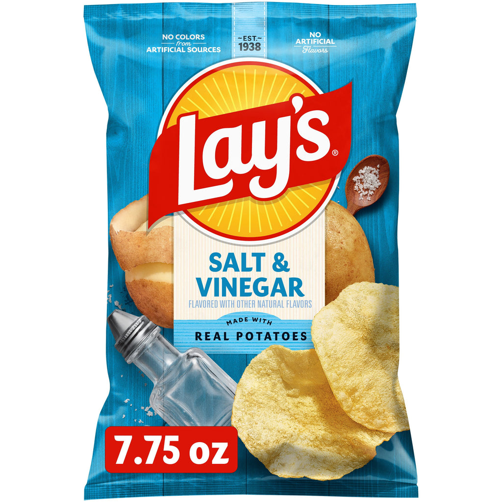 Lay's Potato Chips Salt & Vinegar Snack Chips, 7.75 Ounce Bag