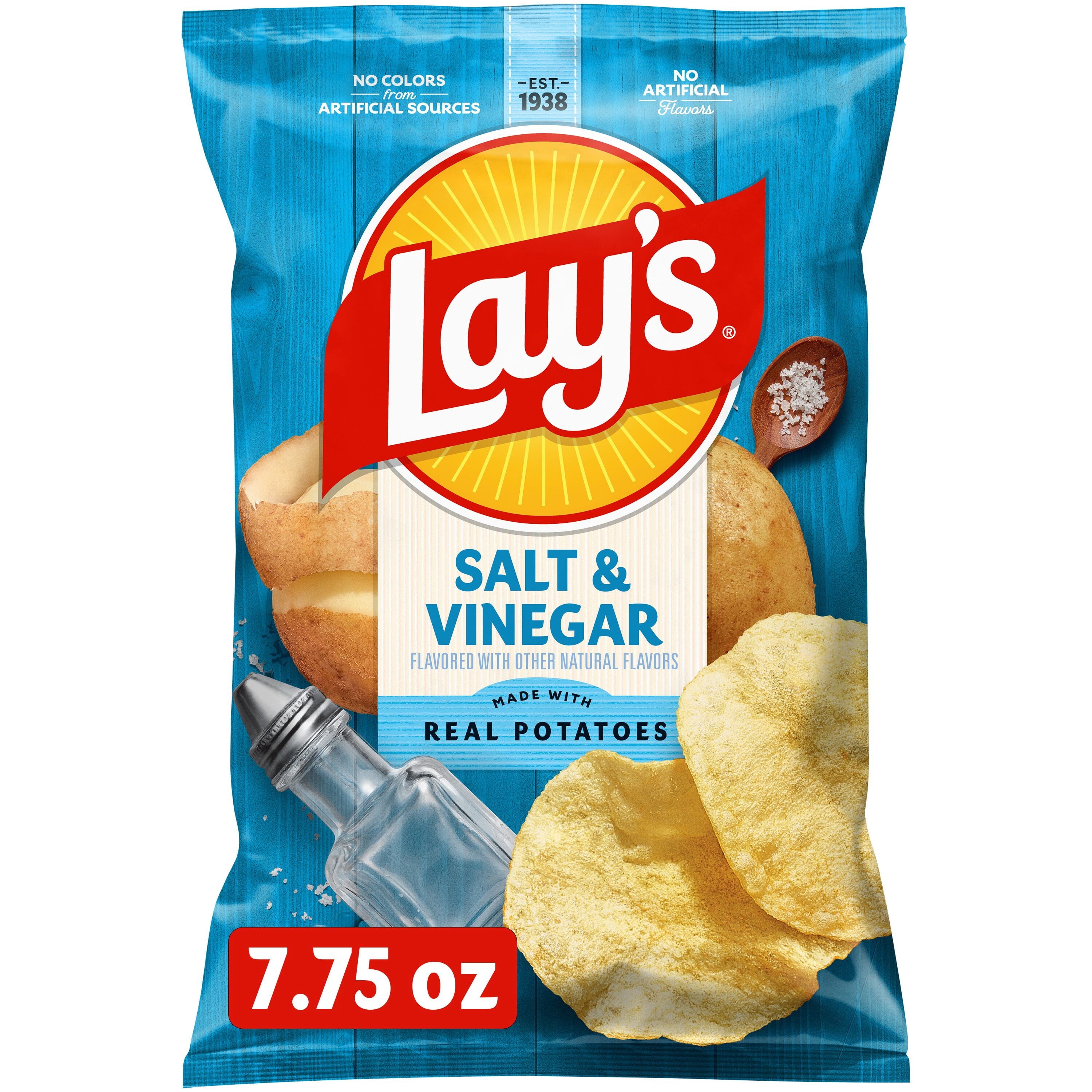Lay's Potato Chips Salt & Vinegar Snack Chips, 7.75 Ounce Bag