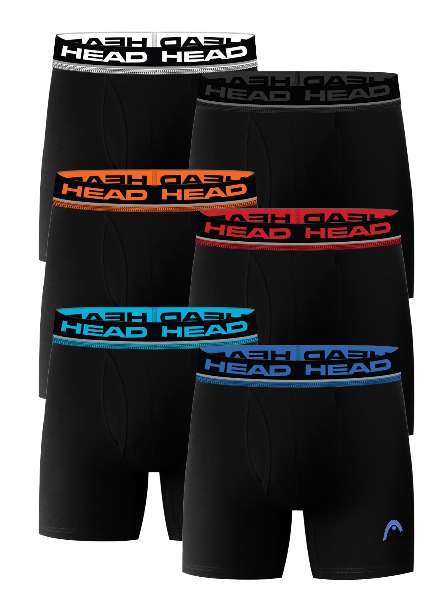 Men’s HEAD Cotton Essentials Underwear Boxer Briefs with Contrast Waistband, 6-Pack (Sizes S–XL)