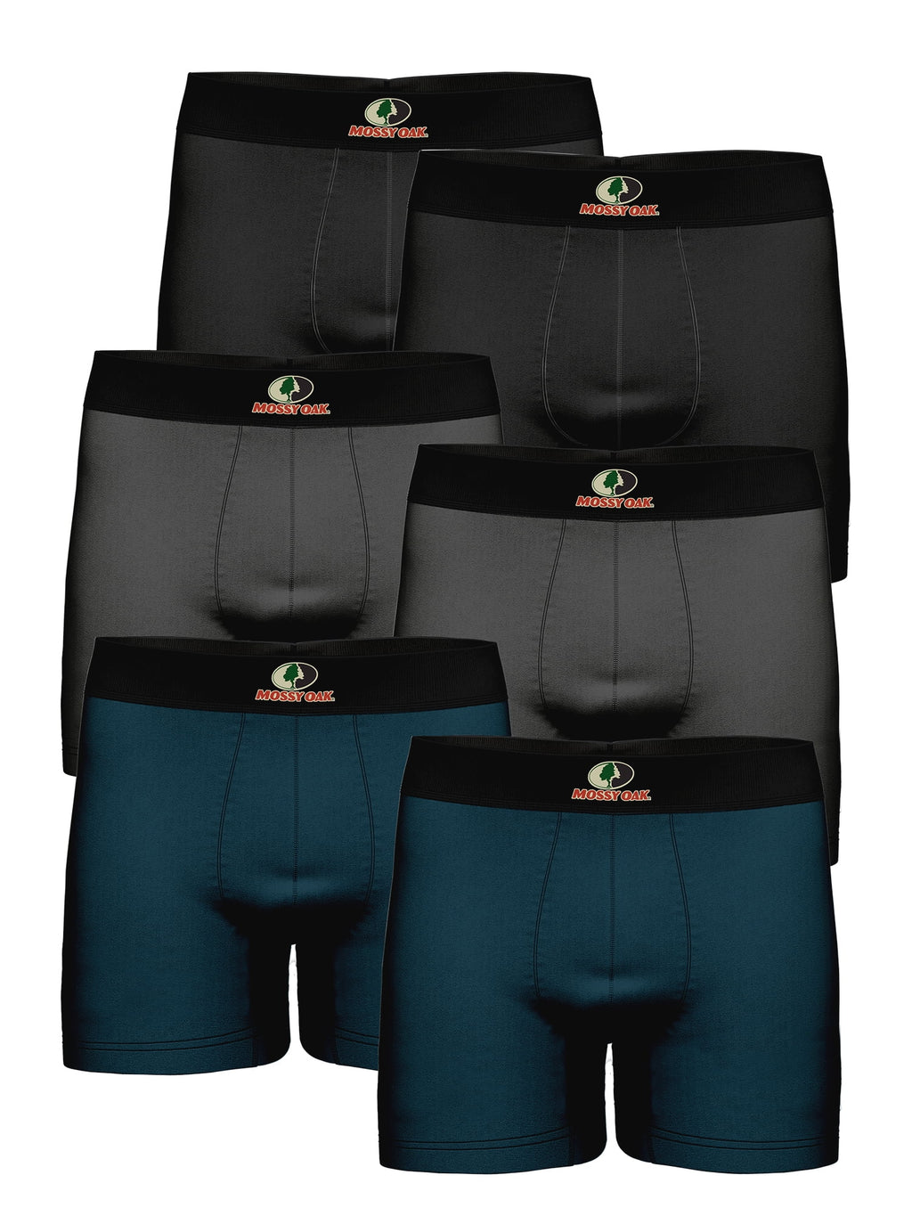 Mossy Oak Men's Boxer Briefs Active Performance Breathable Underwear, Multicolor (6 Per Pack)
