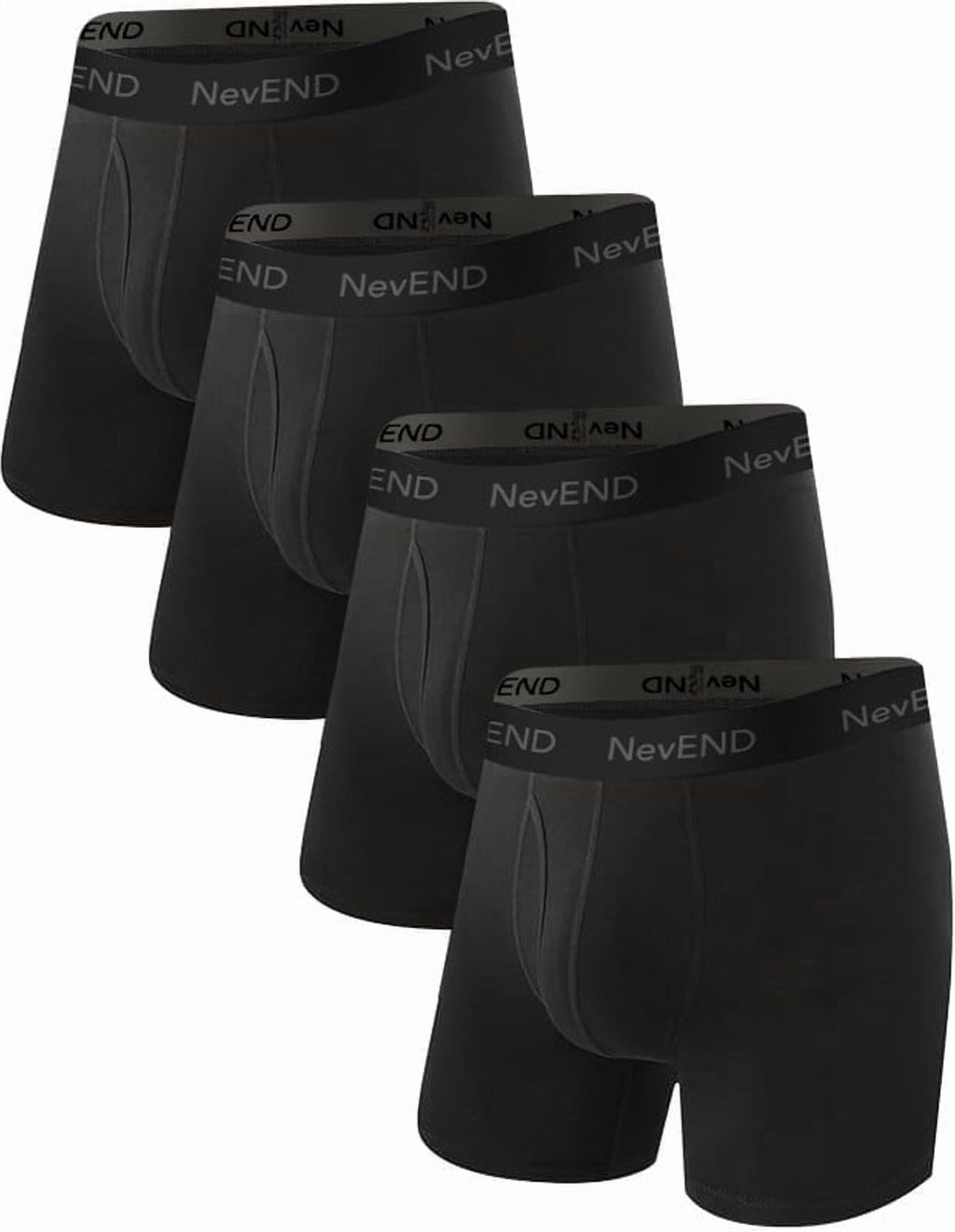 NevEND Men's Bamboo Viscose Boxer Briefs, Moisture Wicking, Ultra Breathable 3D Pouch Cooling Underwear, No-Ride-Up, 4-Pack L