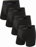 NevEND Men's Bamboo Viscose Boxer Briefs, Moisture Wicking, Ultra Breathable 3D Pouch Cooling Underwear, No-Ride-Up, 4-Pack L