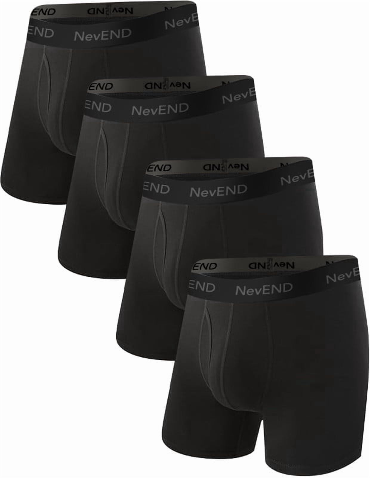NevEND Men's Bamboo Viscose Boxer Briefs, Moisture Wicking, Ultra Breathable 3D Pouch Cooling Underwear, No-Ride-Up, 4-Pack L