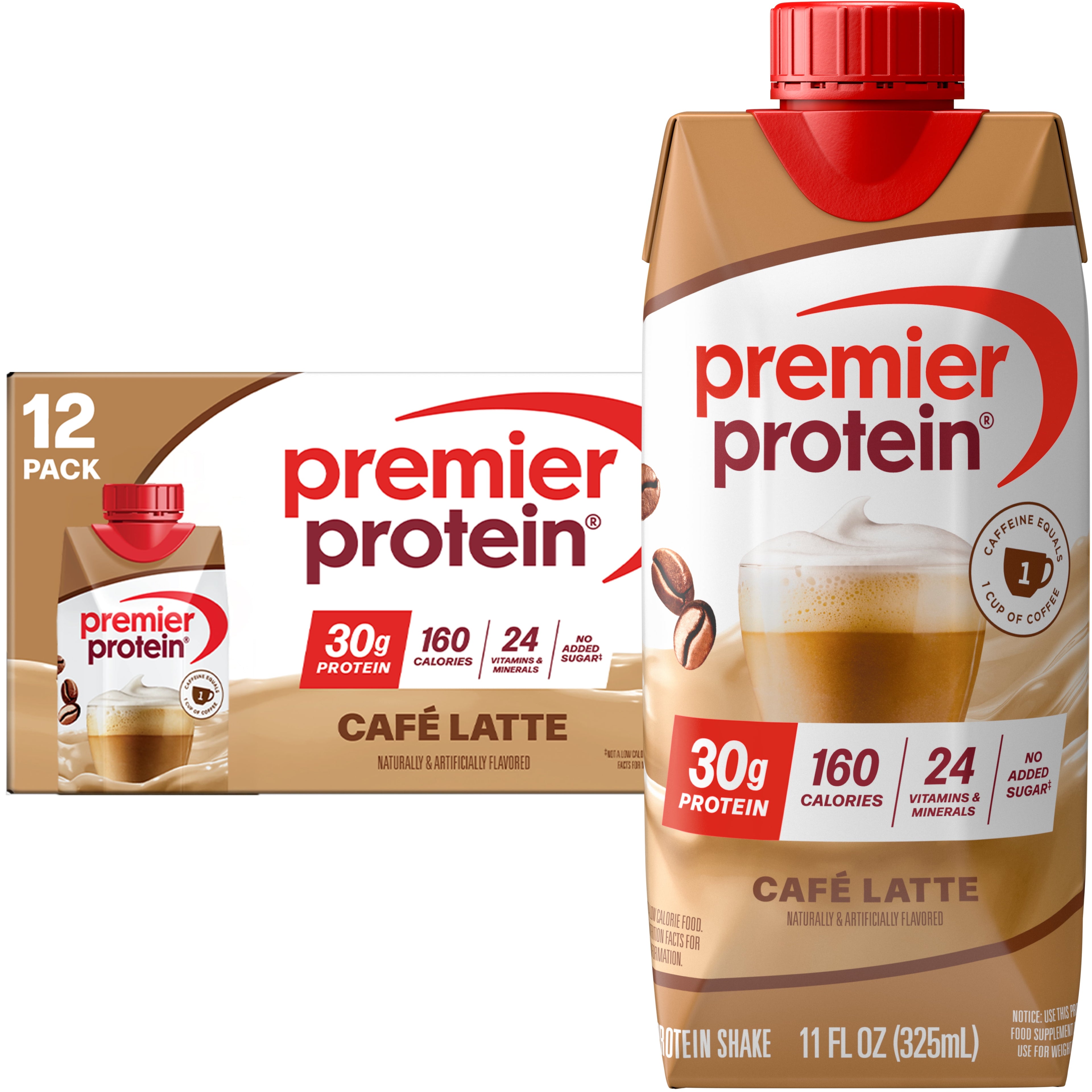 Premier Protein Shake, Café Latte, 30g Protein, 11 fl oz, 4 Ct