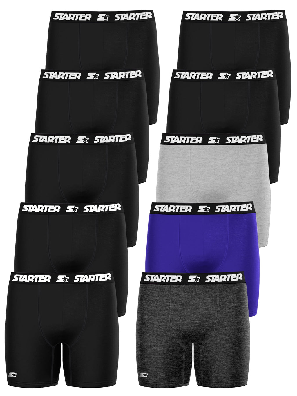 Starter Men's Breathable Polyester Boxer Briefs, (10 Pack)