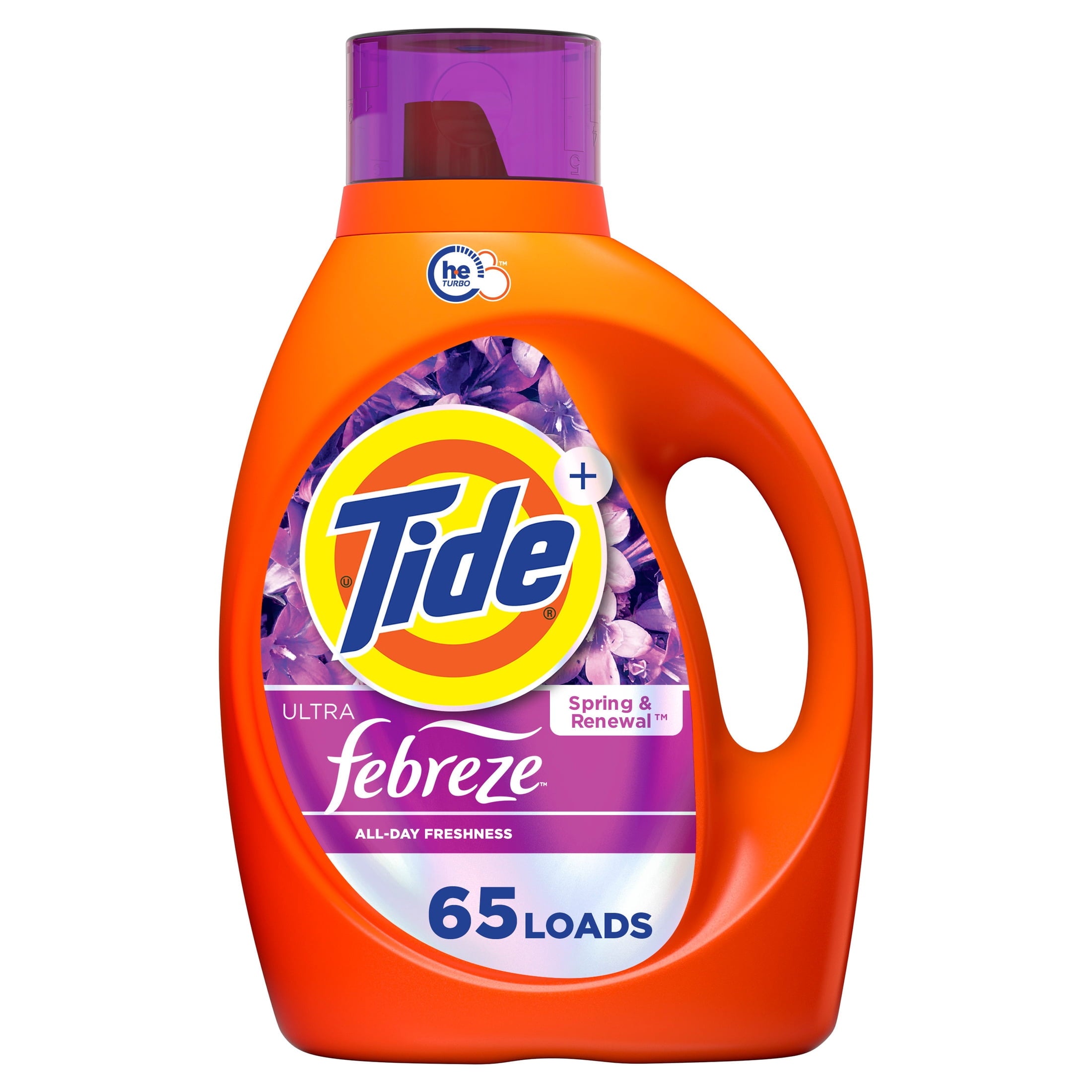 Tide Liquid Laundry Detergent, Ultra Febreze, Spring and Renewal Scent, 92 fl oz, 65 Loads