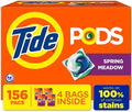 TIDE PODS Laundry Detergent Soap Pacs, Spring Meadow Scent, Powerful 3-in-1 Clean, HE Compatible, 156 Count (4 Bags)