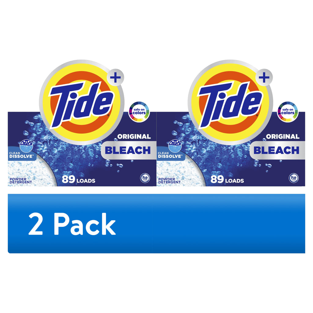 Tide Plus Bleach Powder Laundry Detergent, Original Scent, 129 oz, 89 Loads