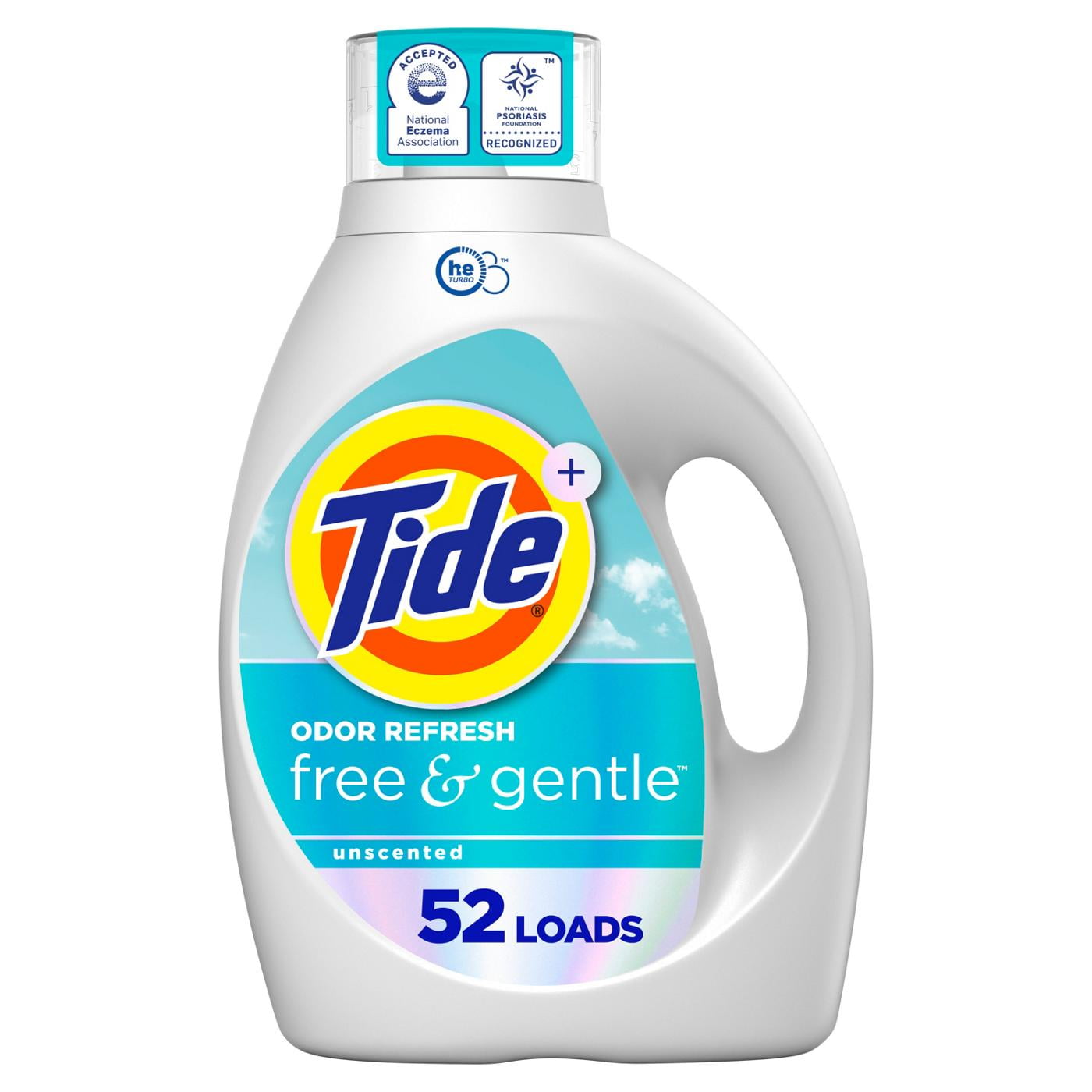 Tide Free & Gentle Unscented Odor Refresh Laundry Detergent, 52 Loads - 73 oz- Pack of 2