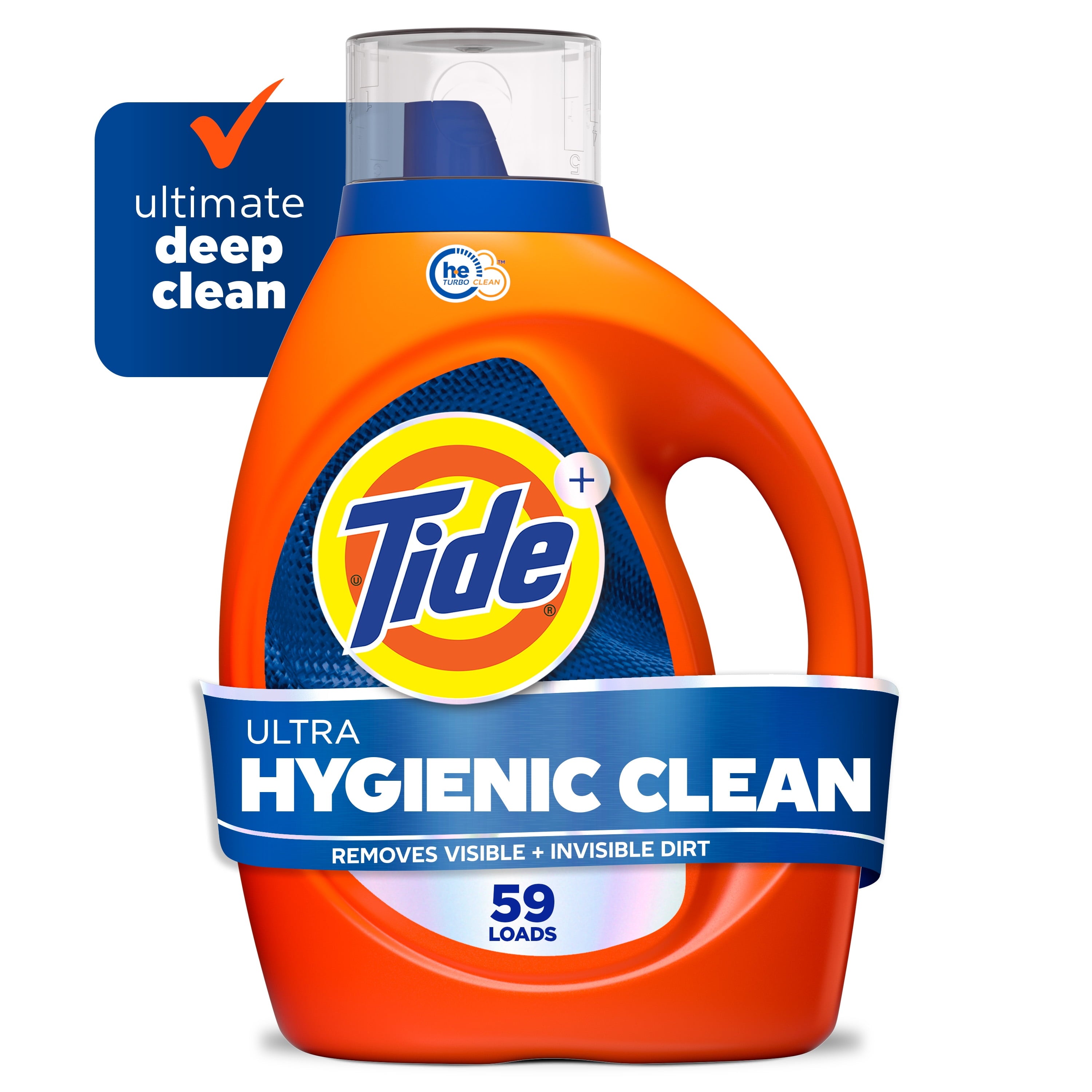 Tide Ultra Hygienic Clean Liquid Laundry Detergent, Original Scent, 132 fl oz, 94 Loads