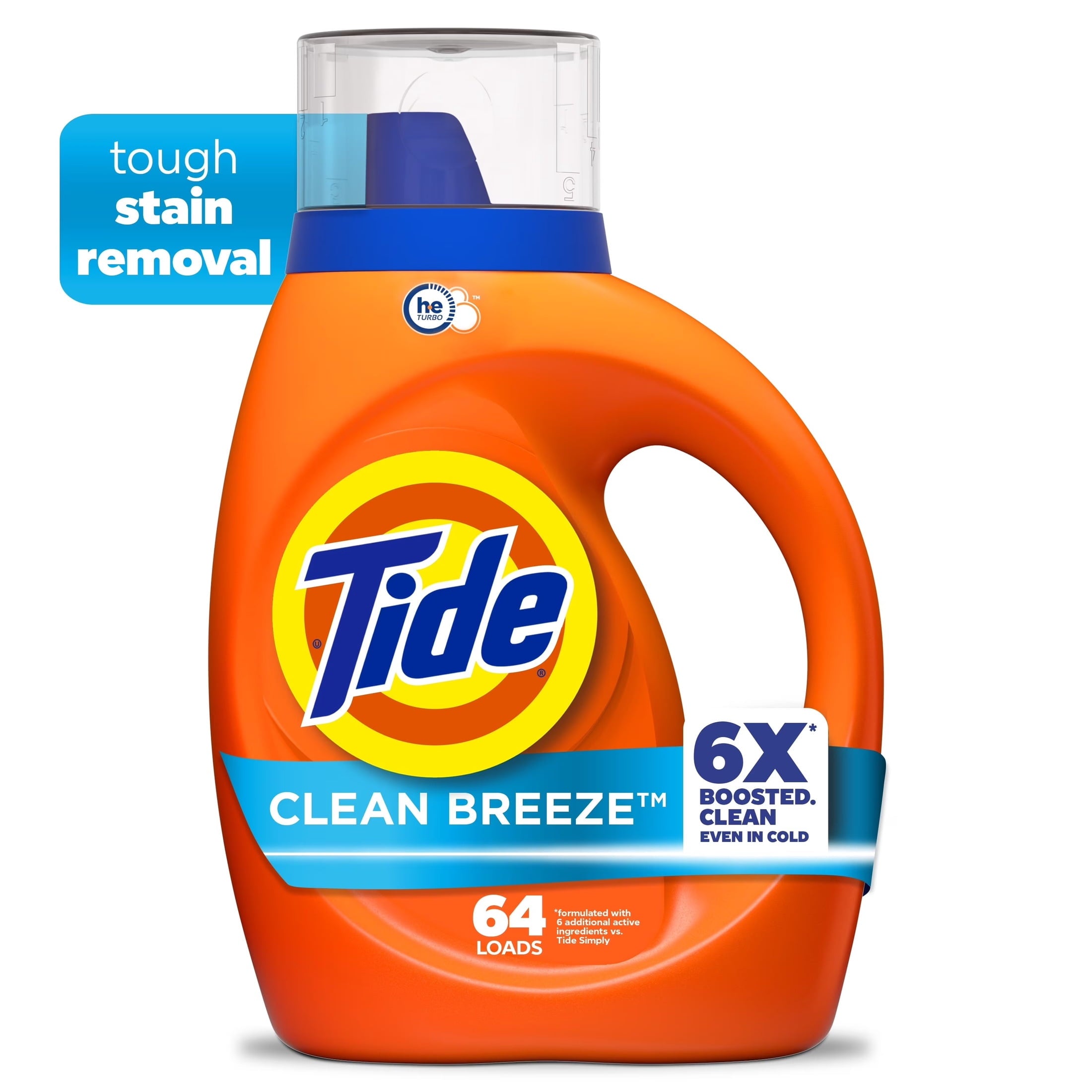 Tide Laundry Detergent Liquid with 6X Boosted Cleaning Power, Clean Breeze Scent, 125 fl oz, 100 Loads